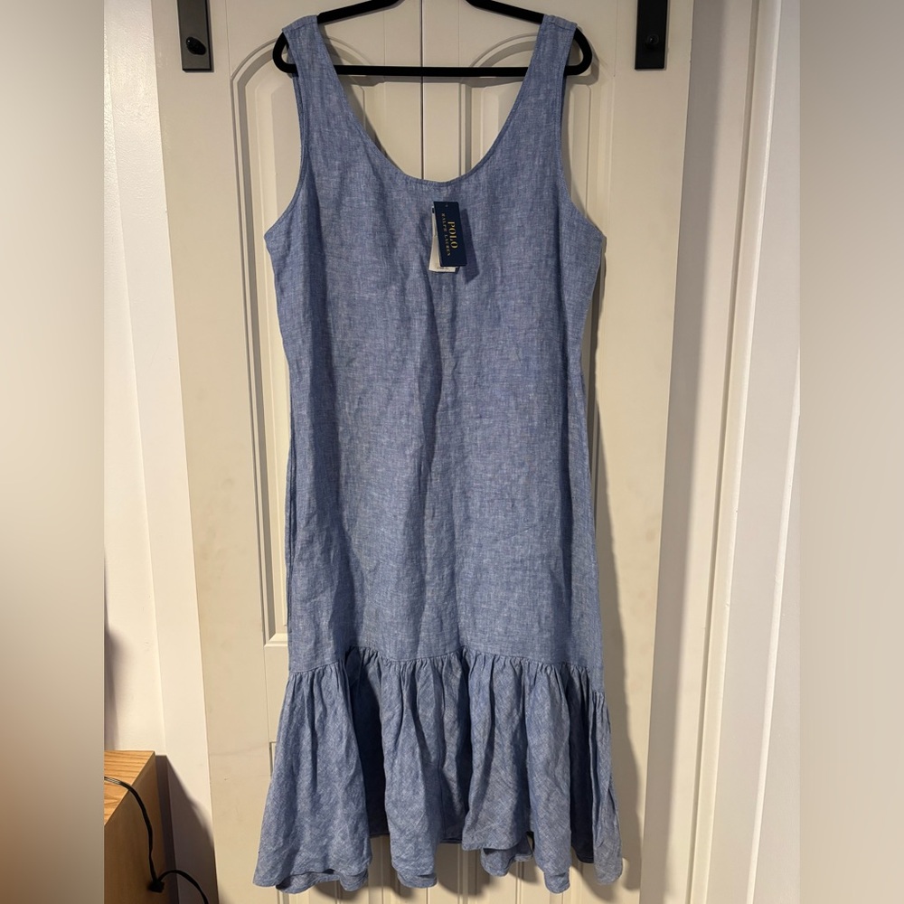 NWT! POLO Ralph Lauren100% linen dress. XL chambray blue